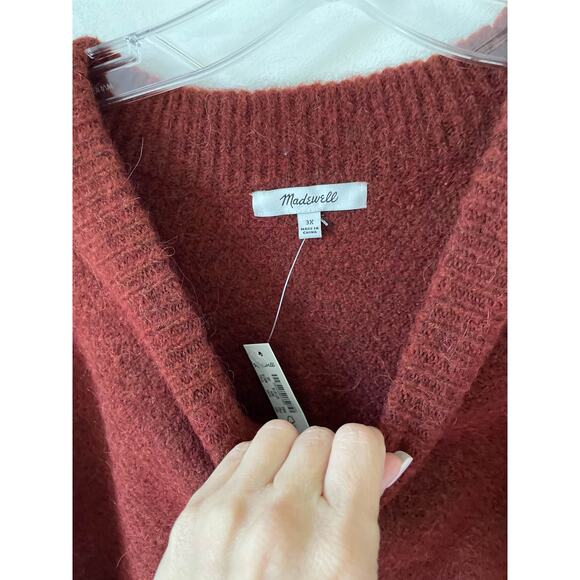Madewell Cable Alpaca Wool Crew Pullover Sweater Rust Orange Size 3X Plus NEW - Picture 7 of 9